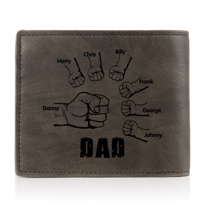 7 Names - Personalised Photo Custom Leather Men's Folding Wallet as a Father's Day Gift for Dad