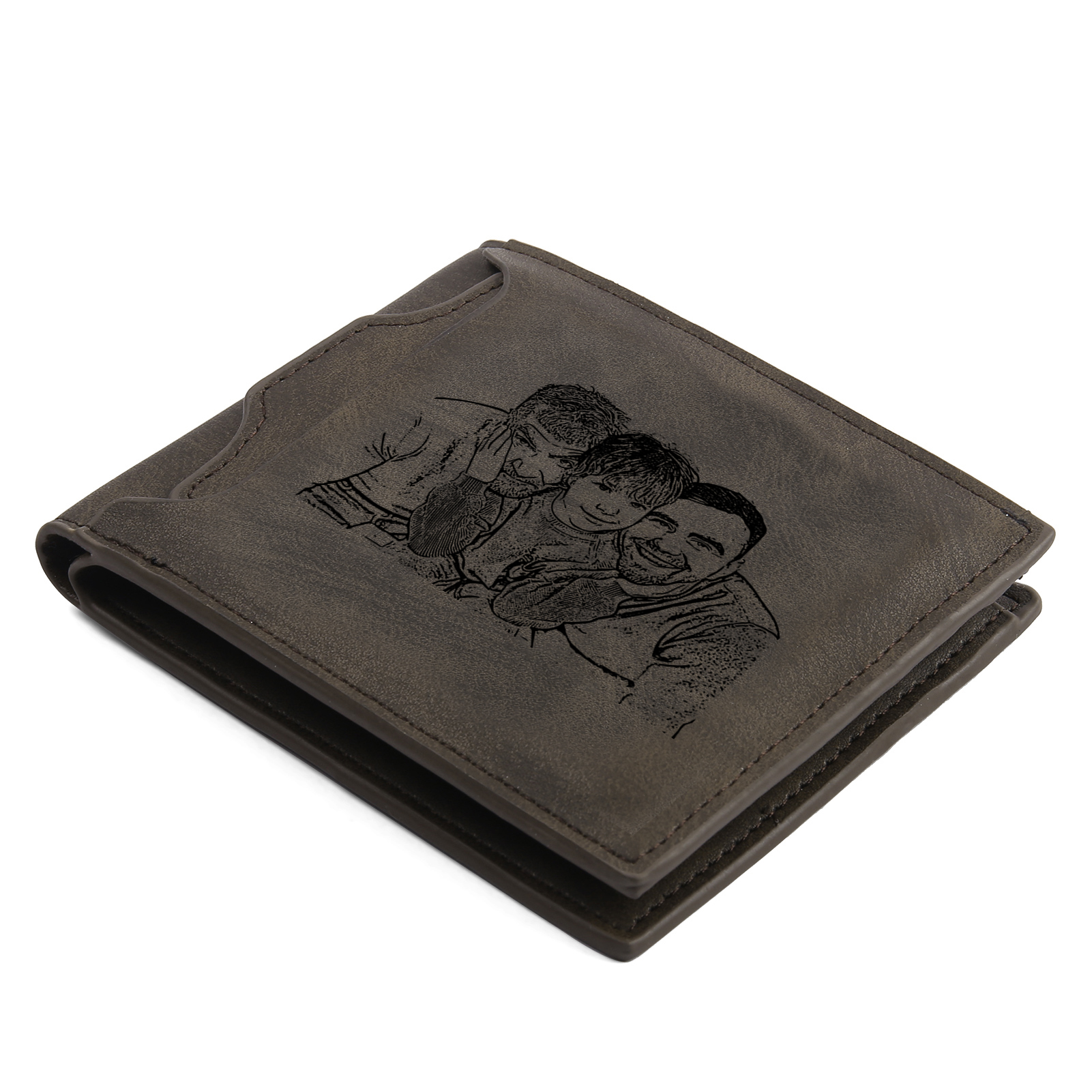 7 Names - Personalised Photo Custom Leather Men's Folding Wallet as a Father's Day Gift for Dad