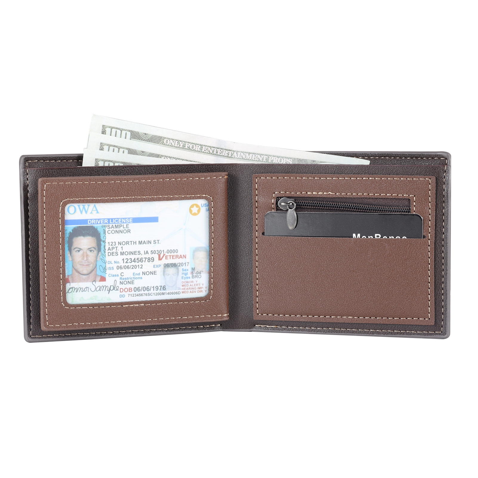 2 Names - Personalised Photo Custom Leather Men's Wallet as a Father's Day Gift for Dad