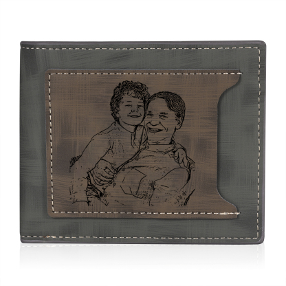 2 Names - Personalised Photo Custom Leather Men's Wallet as a Father's Day Gift for Dad