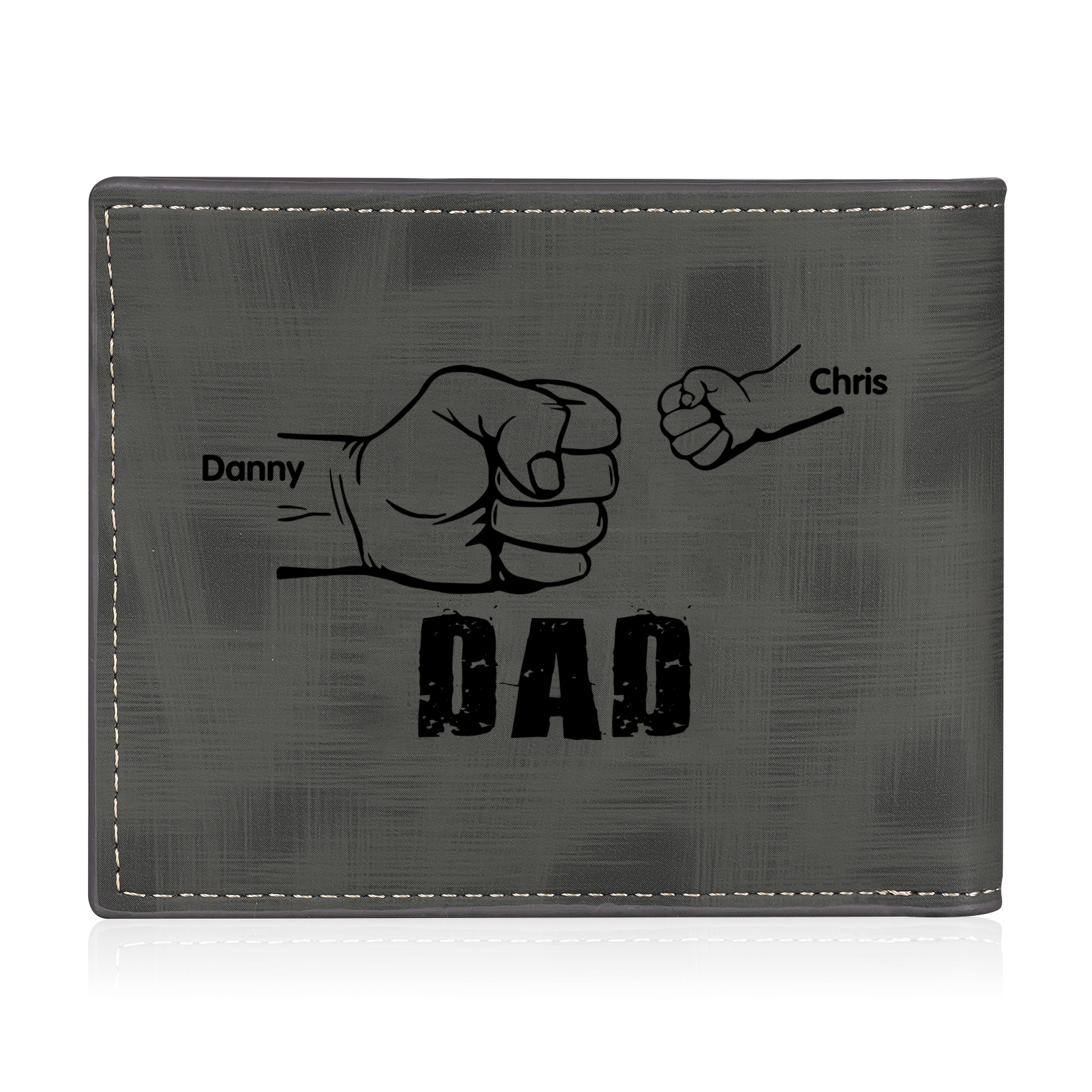 2 Names - Personalised Photo Custom Leather Men's Wallet as a Father's Day Gift for Dad