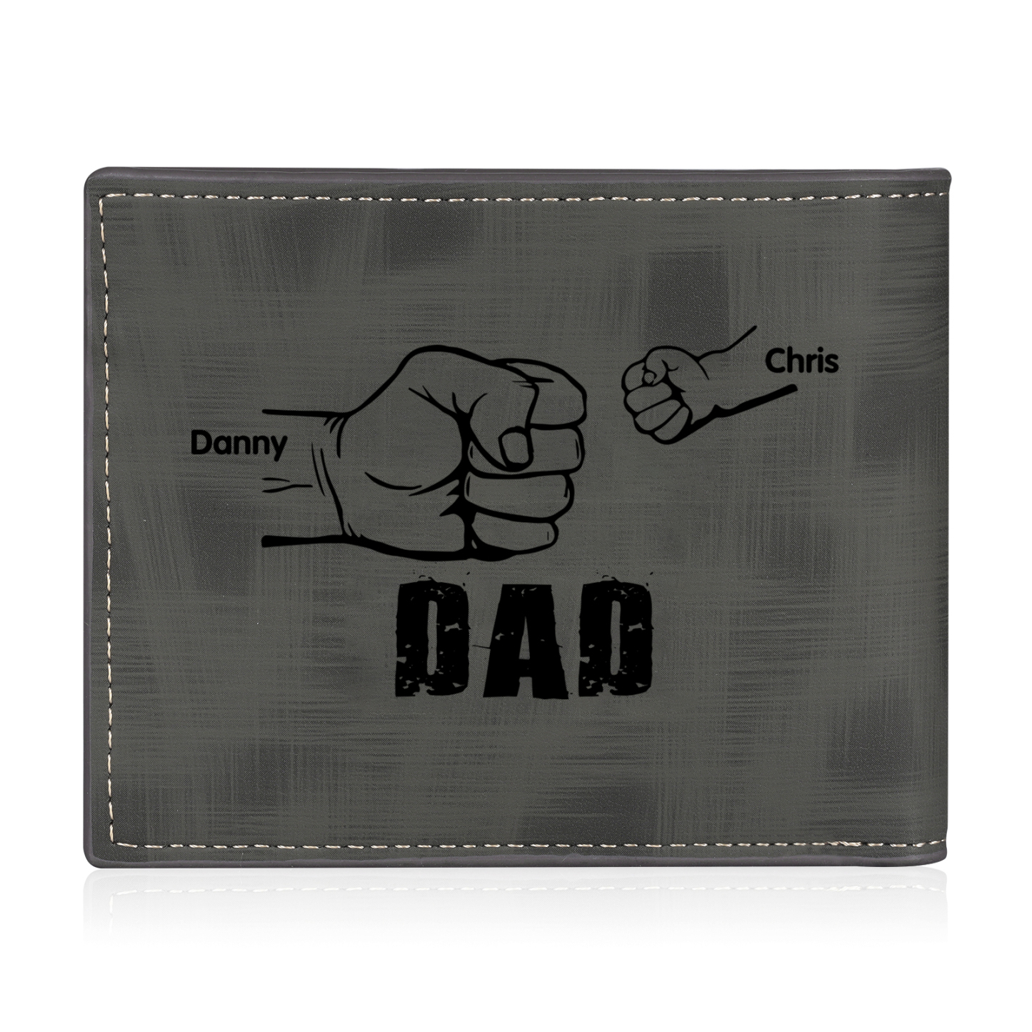2 Names - Personalised Photo Custom Leather Men's Wallet as a Father's Day Gift for Dad
