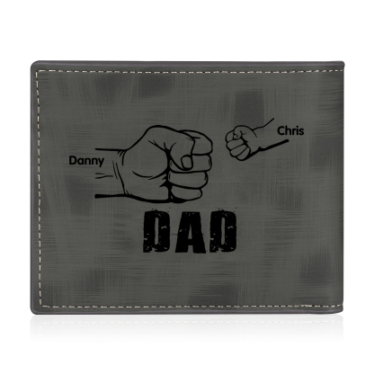 2 Names - Personalised Photo Custom Leather Men's Wallet as a Father's Day Gift for Dad