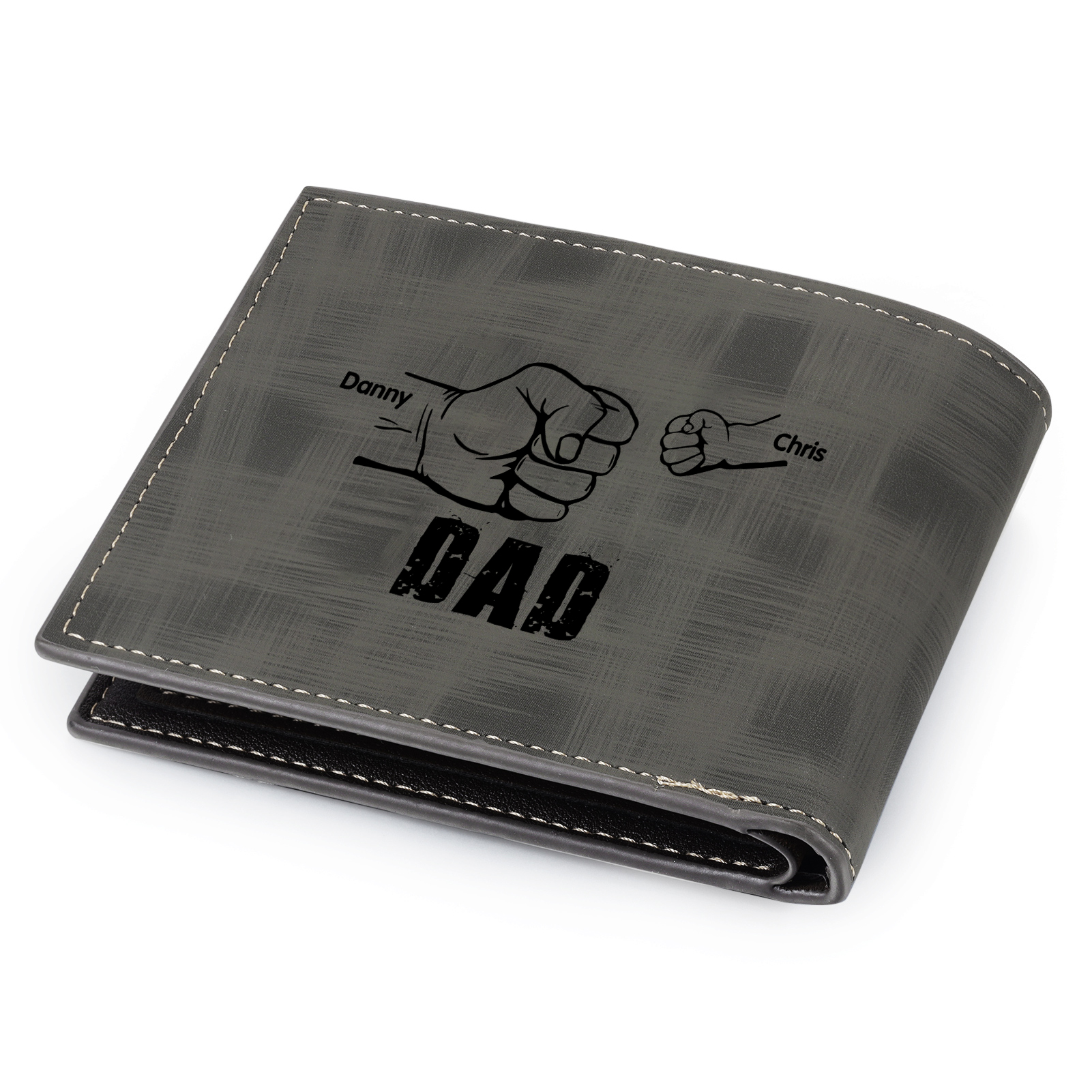 2 Names - Personalised Photo Custom Leather Men's Wallet as a Father's Day Gift for Dad