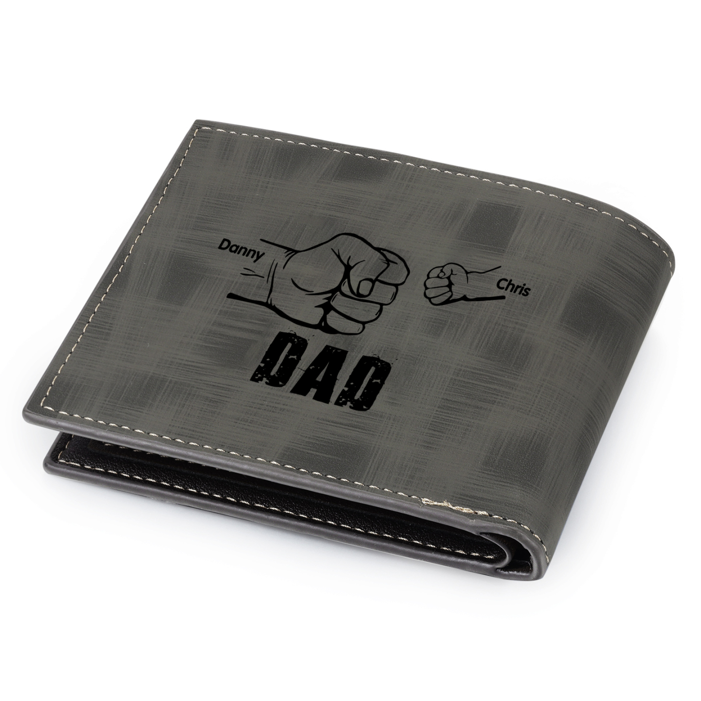 2 Names - Personalised Photo Custom Leather Men's Wallet as a Father's Day Gift for Dad