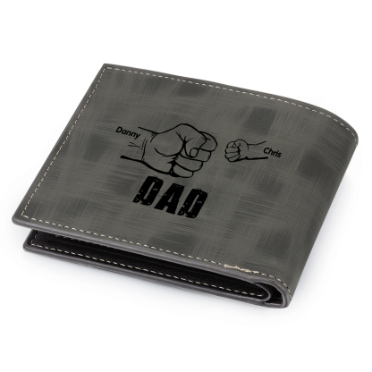 2 Names - Personalised Photo Custom Leather Men's Wallet as a Father's Day Gift for Dad