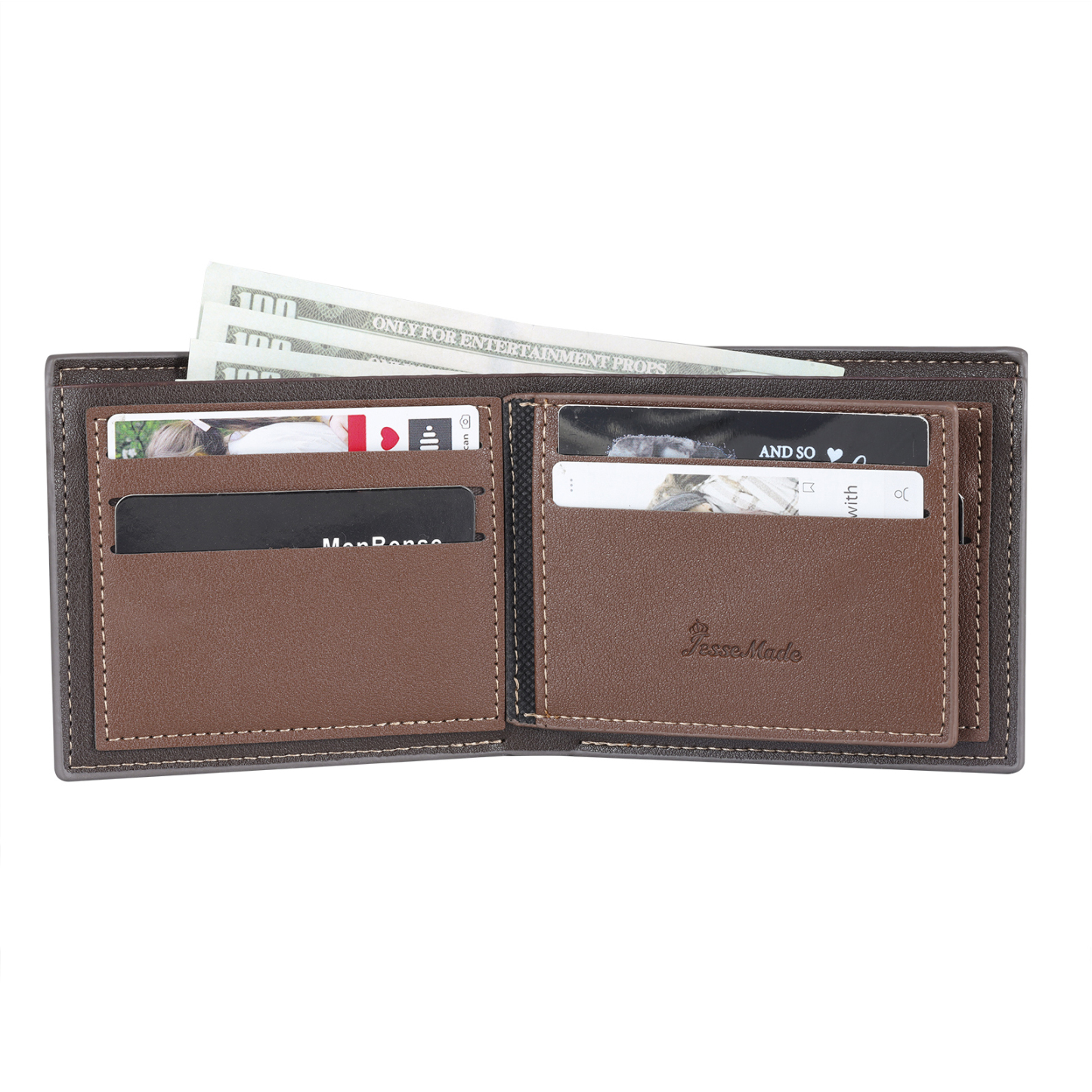 2 Names - Personalised Photo Custom Leather Men's Wallet as a Father's Day Gift for Dad