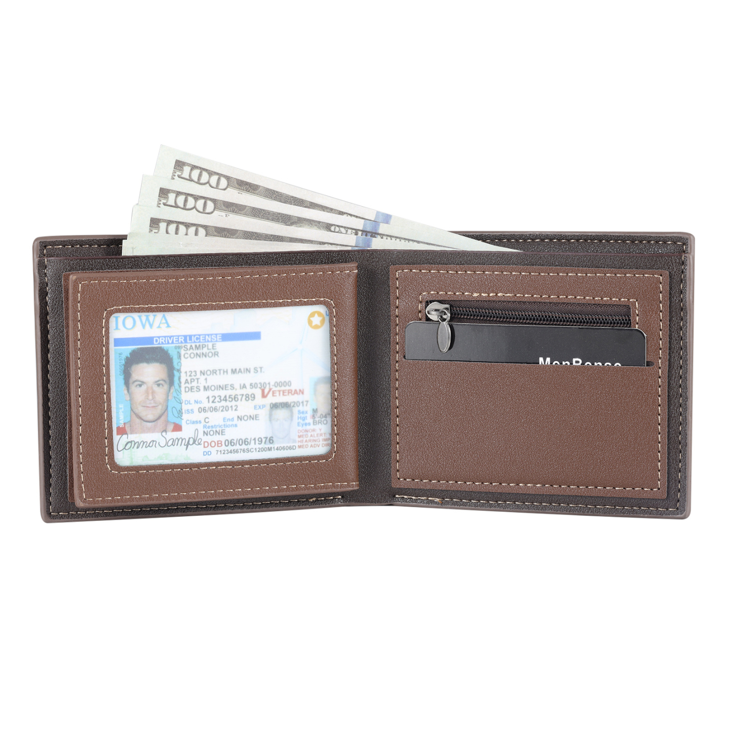 2 Names - Personalised Photo Custom Leather Men's Wallet as a Father's Day Gift for Dad