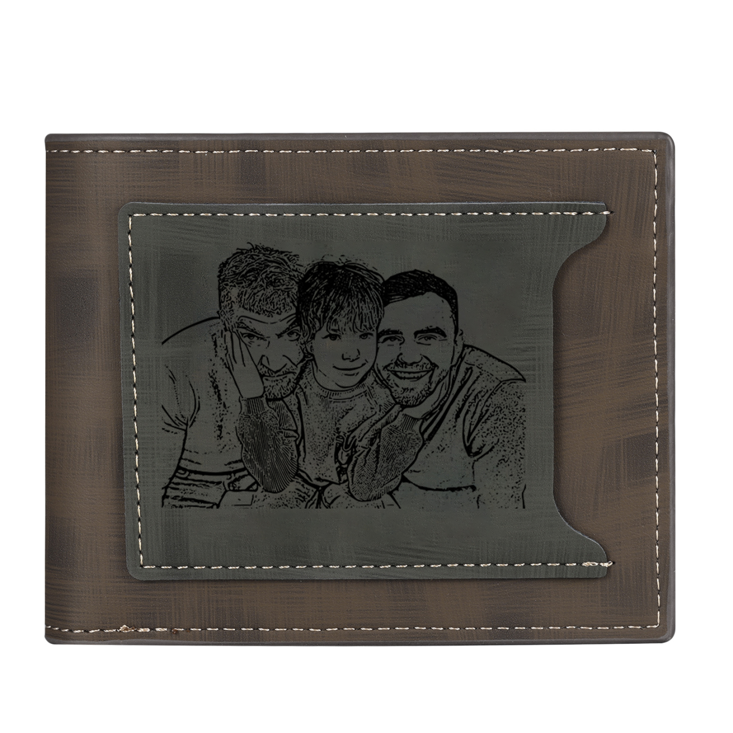 2 Names - Personalised Photo Custom Leather Men's Wallet as a Father's Day Gift for Dad