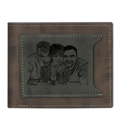 2 Names - Personalised Photo Custom Leather Men's Wallet as a Father's Day Gift for Dad