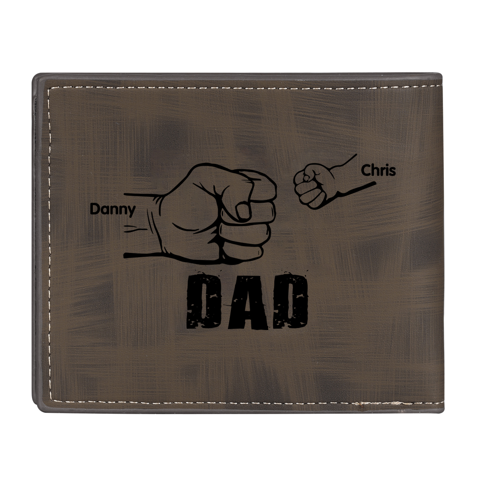 2 Names - Personalised Photo Custom Leather Men's Wallet as a Father's Day Gift for Dad
