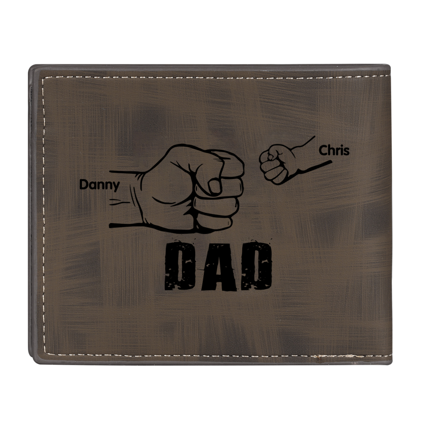 2 Names - Personalised Photo Custom Leather Men's Wallet as a Father's Day Gift for Dad