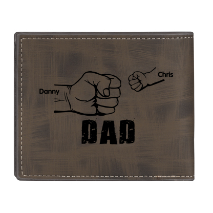 2 Names - Personalised Photo Custom Leather Men's Wallet as a Father's Day Gift for Dad