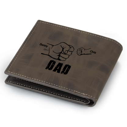 2 Names - Personalised Photo Custom Leather Men's Wallet as a Father's Day Gift for Dad
