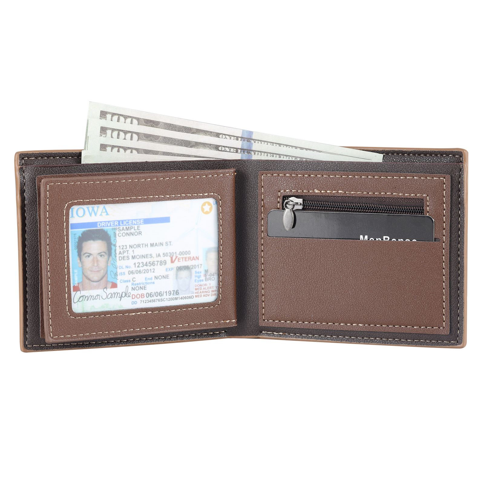 2 Names - Personalised Photo Custom Leather Men's Wallet as a Father's Day Gift for Dad