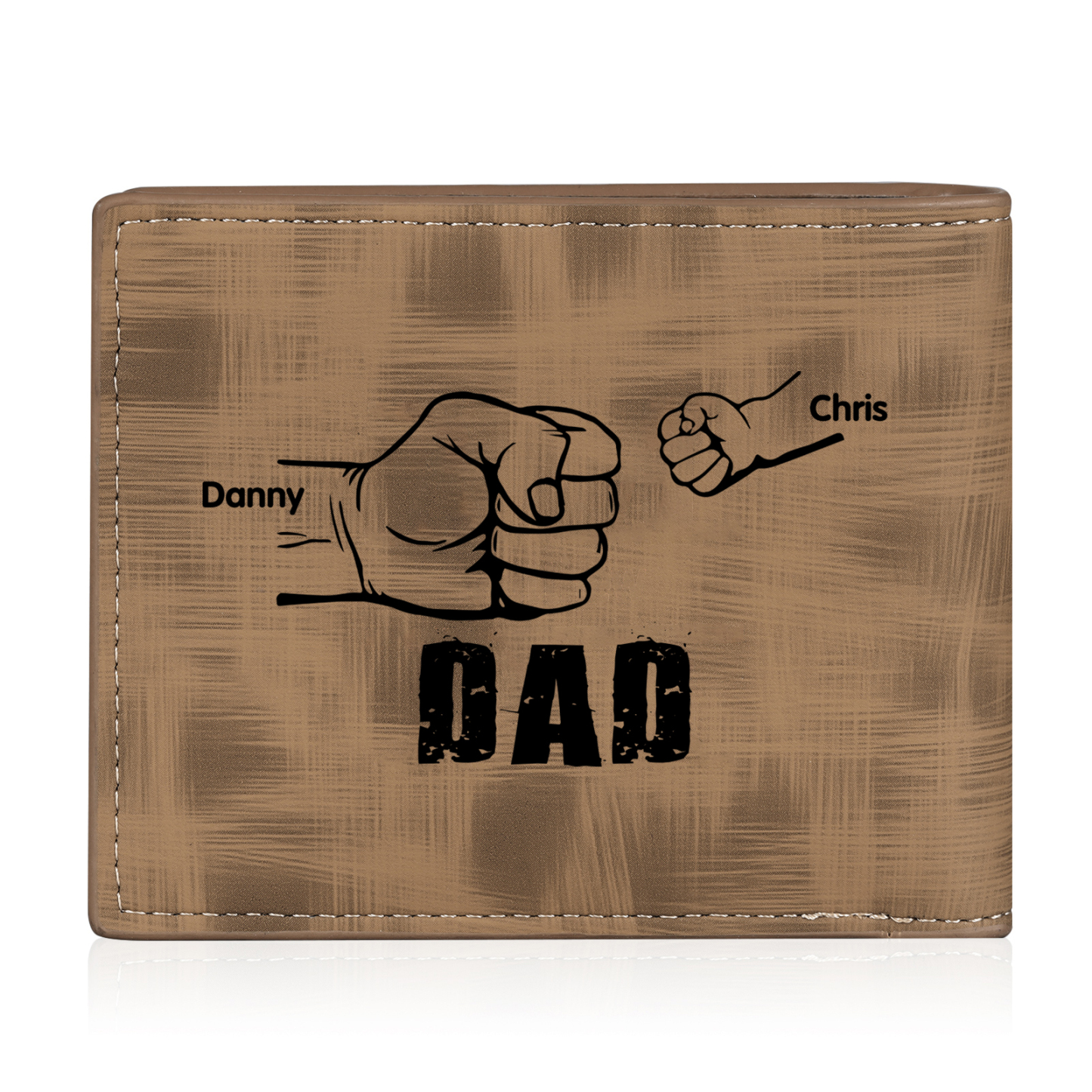 2 Names - Personalised Photo Custom Leather Men's Wallet as a Father's Day Gift for Dad
