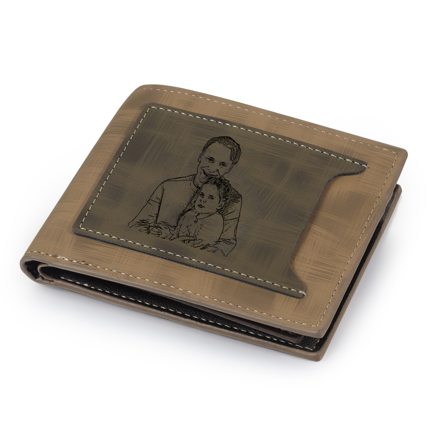2 Names - Personalised Photo Custom Leather Men's Wallet as a Father's Day Gift for Dad