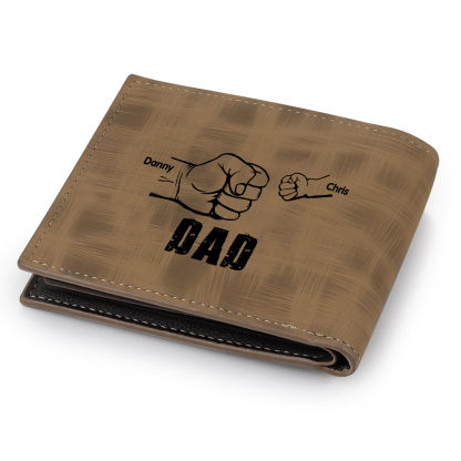 2 Names - Personalised Photo Custom Leather Men's Wallet as a Father's Day Gift for Dad