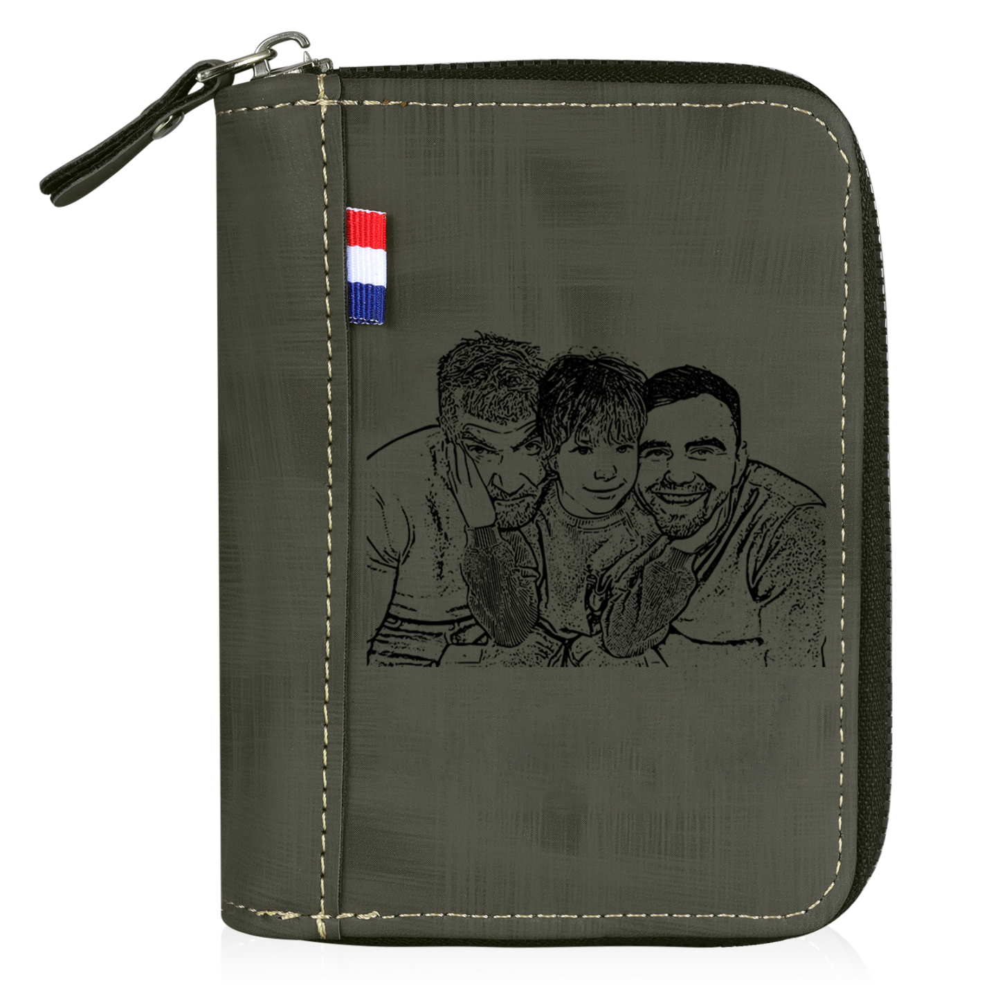 5 Names - Personalized Photo Text Custom Leather Men's Wallet Custom Name Zipper Wallet for Dad