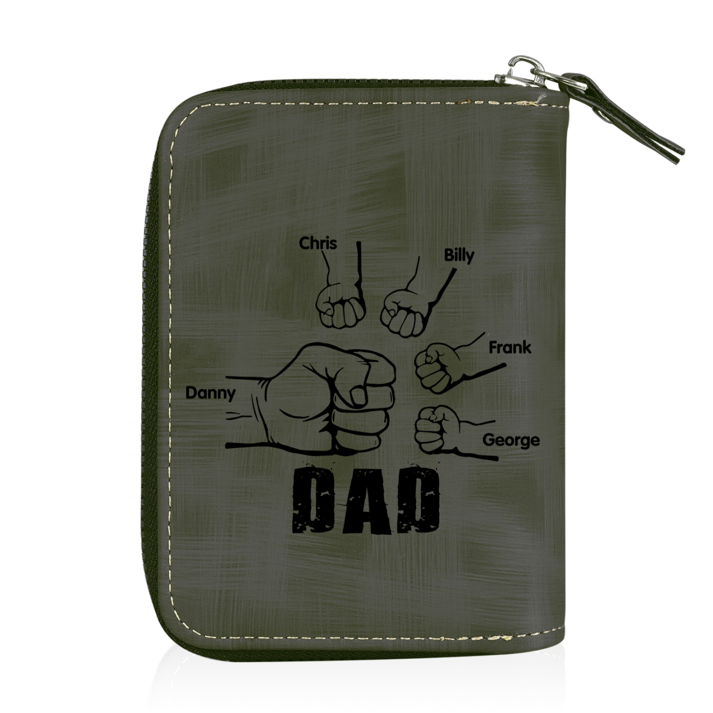 5 Names - Personalized Photo Text Custom Leather Men's Wallet Custom Name Zipper Wallet for Dad