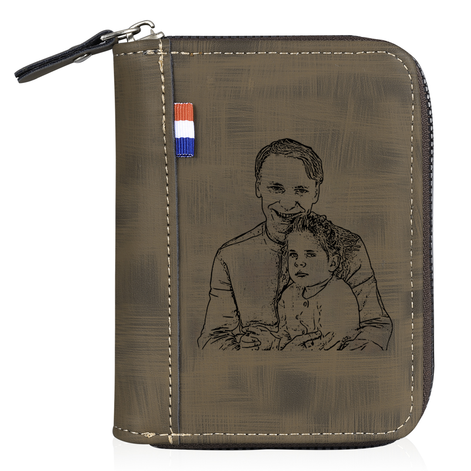 5 Names - Personalized Photo Text Custom Leather Men's Wallet Custom Name Zipper Wallet for Dad