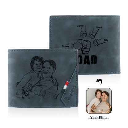 Jessemade UK 4 Names - Personalized Photo Custom Leather Men's Wallet as a Father's Day Gift for Dad 26.99 m1-t1-n4