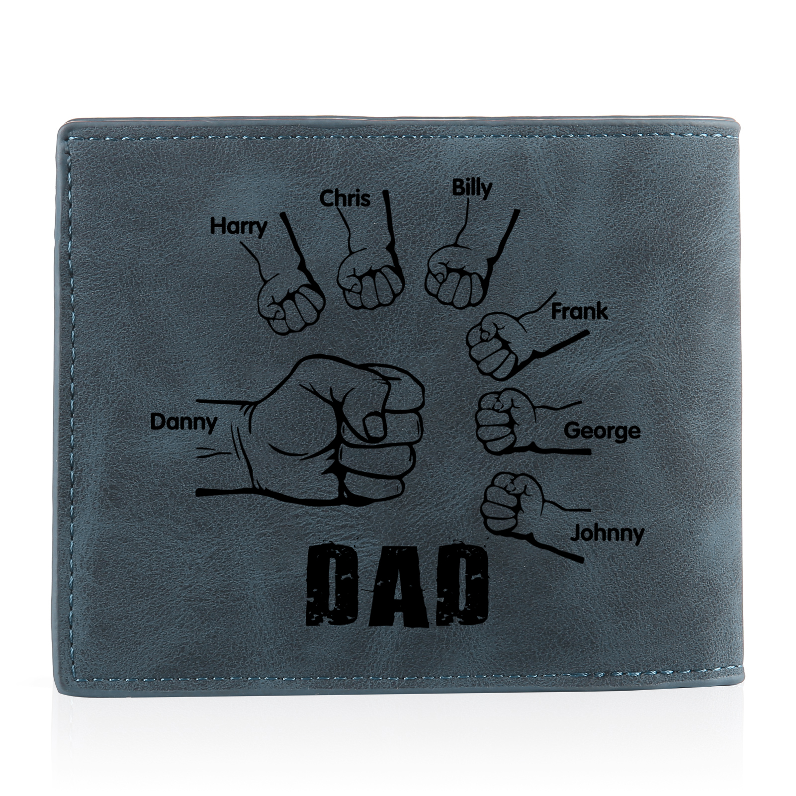 7 Names - Personalised Photo Custom Leather Men's Wallet as a Father's Day Gift for Dad