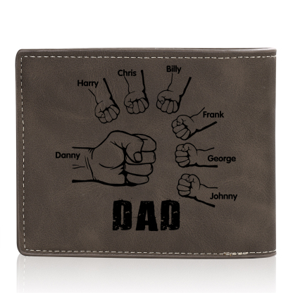 7 Names - Personalised Photo Custom Leather Men's Wallet as a Father's Day Gift for Dad