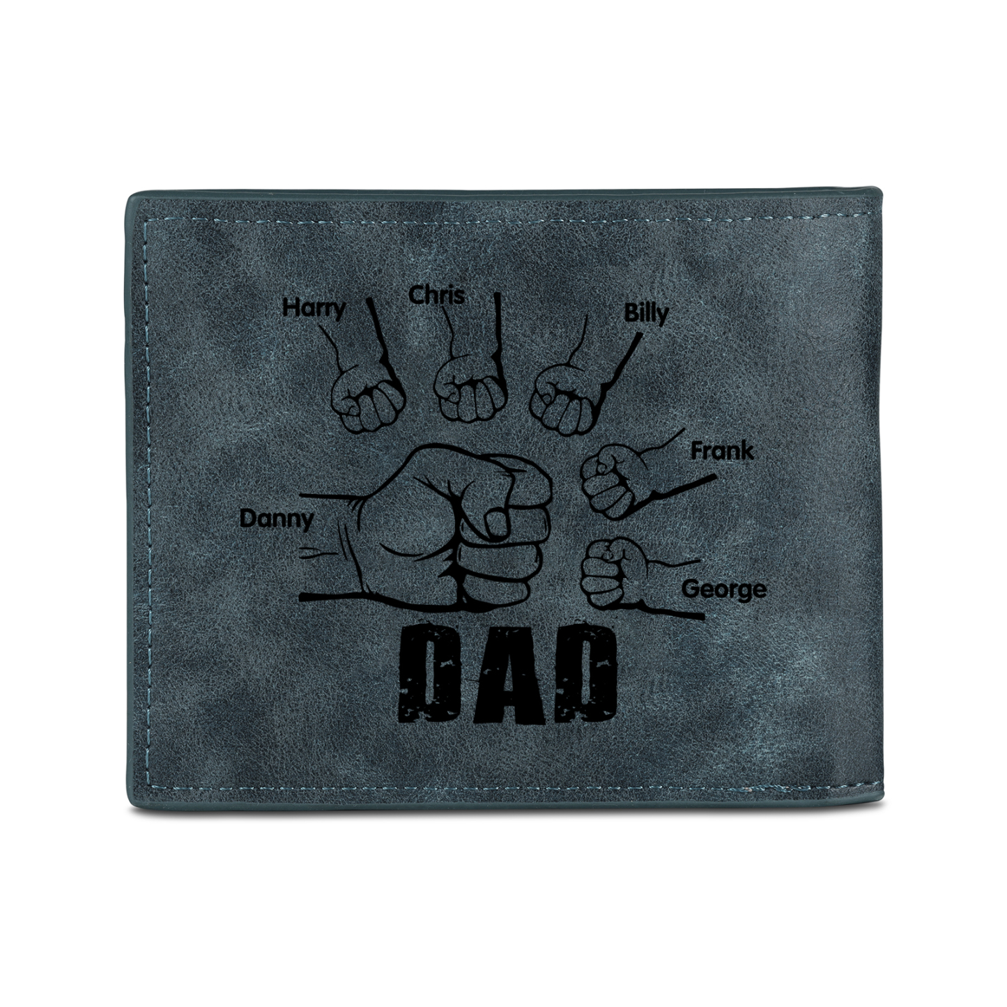 6 Names - Personalised Photo Custom Leather Men's Wallet as a Father's Day Gift for Dad