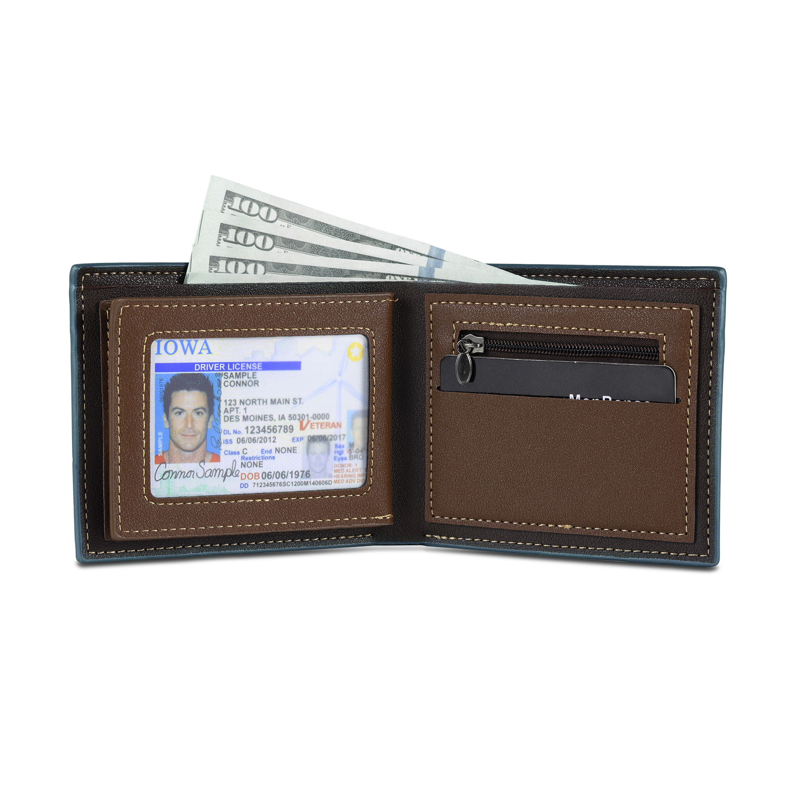 6 Names - Personalised Photo Custom Leather Men's Wallet as a Father's Day Gift for Dad