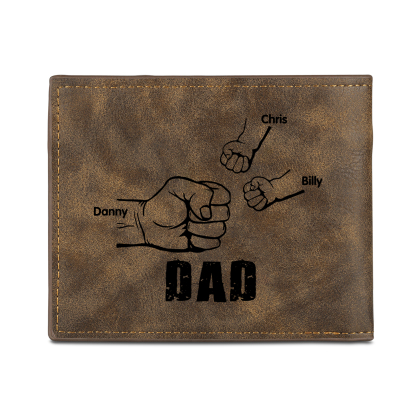 3 Names - Personalised Photo Custom Leather Men's Wallet as a Father's Day Gift for Dad
