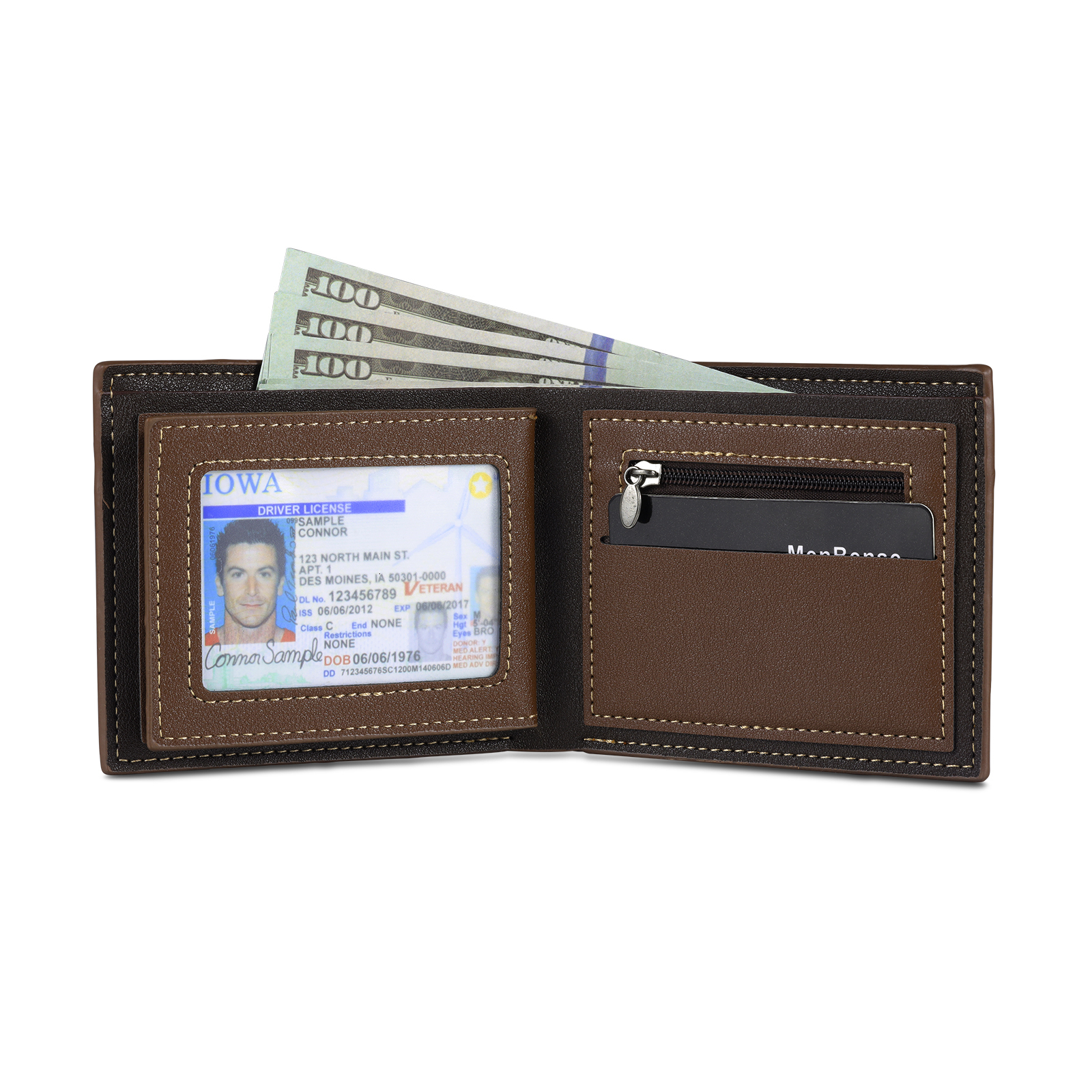 6 Names - Personalised Photo Custom Leather Men's Wallet as a Father's Day Gift for Dad