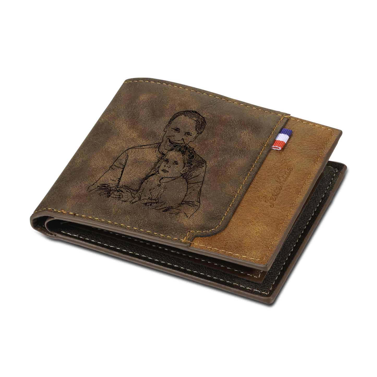 6 Names - Personalised Photo Custom Leather Men's Wallet as a Father's Day Gift for Dad