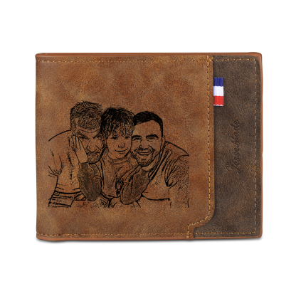 6 Names - Personalised Photo Custom Leather Men's Wallet as a Father's Day Gift for Dad