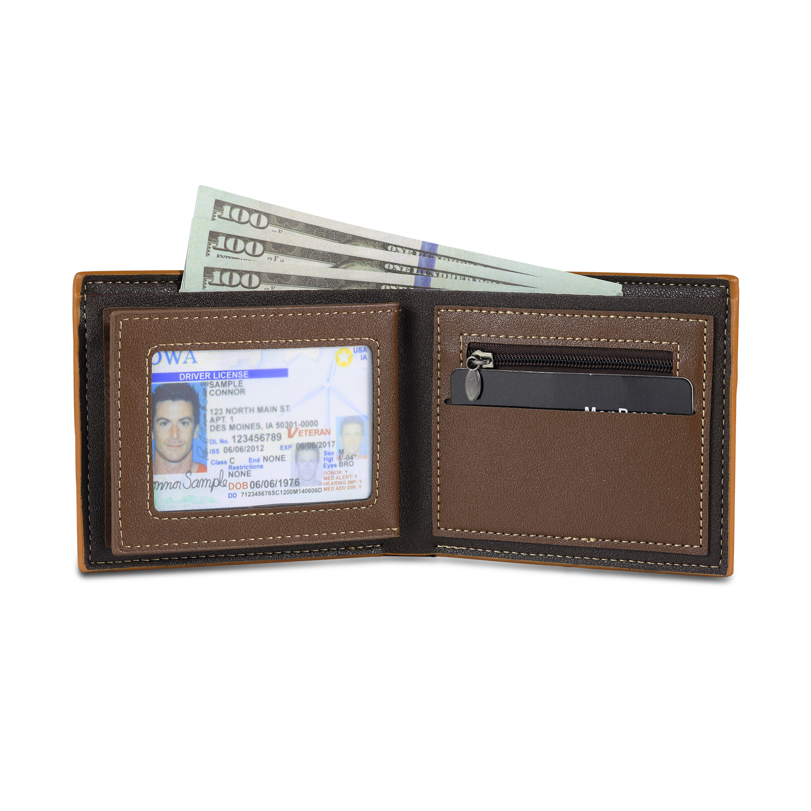 6 Names - Personalised Photo Custom Leather Men's Wallet as a Father's Day Gift for Dad