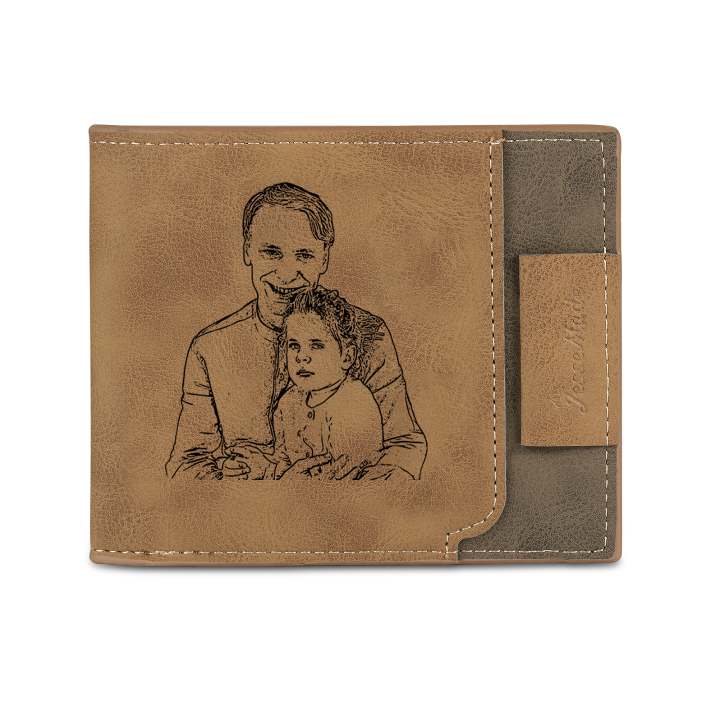 3 Names - Personalised Photo Custom Leather Men's Wallet as a Father's Day Gift for Dad