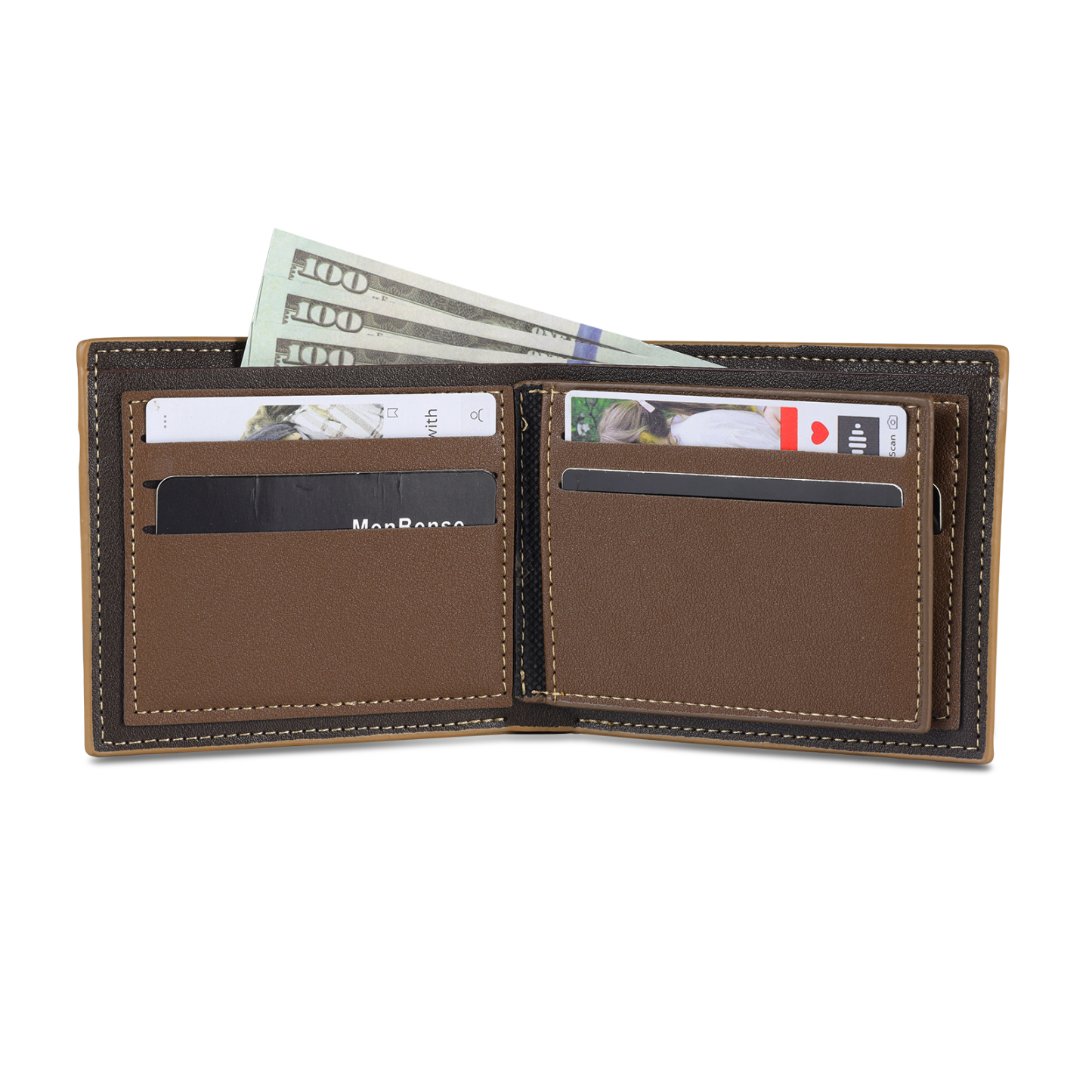 2 Names - Personalised Photo Custom Leather Men's Wallet as a Father's Day Gift for Dad
