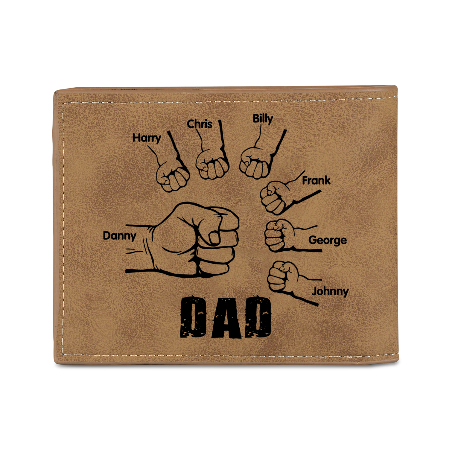 7 Names - Personalised Photo Custom Leather Men's Wallet as a Father's Day Gift for Dad