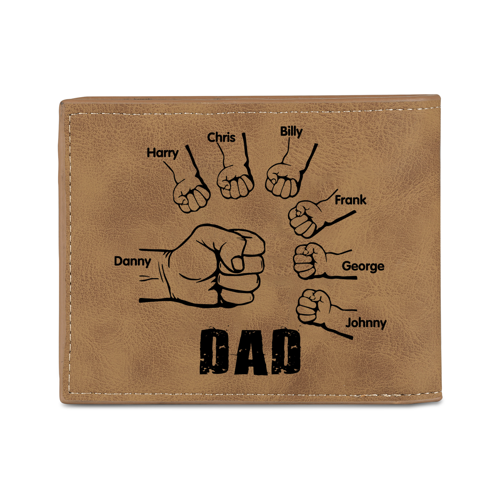 7 Names - Personalised Photo Custom Leather Men's Wallet as a Father's Day Gift for Dad