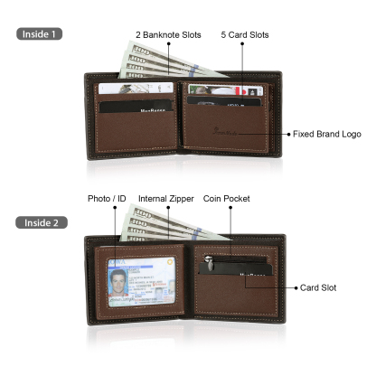Personalized Custom Name Leather Men's Wallet Custom Name Folding Wallet for Dad