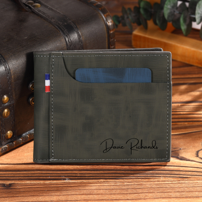 Jessemade UK Personalized Custom Name Leather Men's Wallet Custom Name Folding Wallet for Dad 21.99 n1