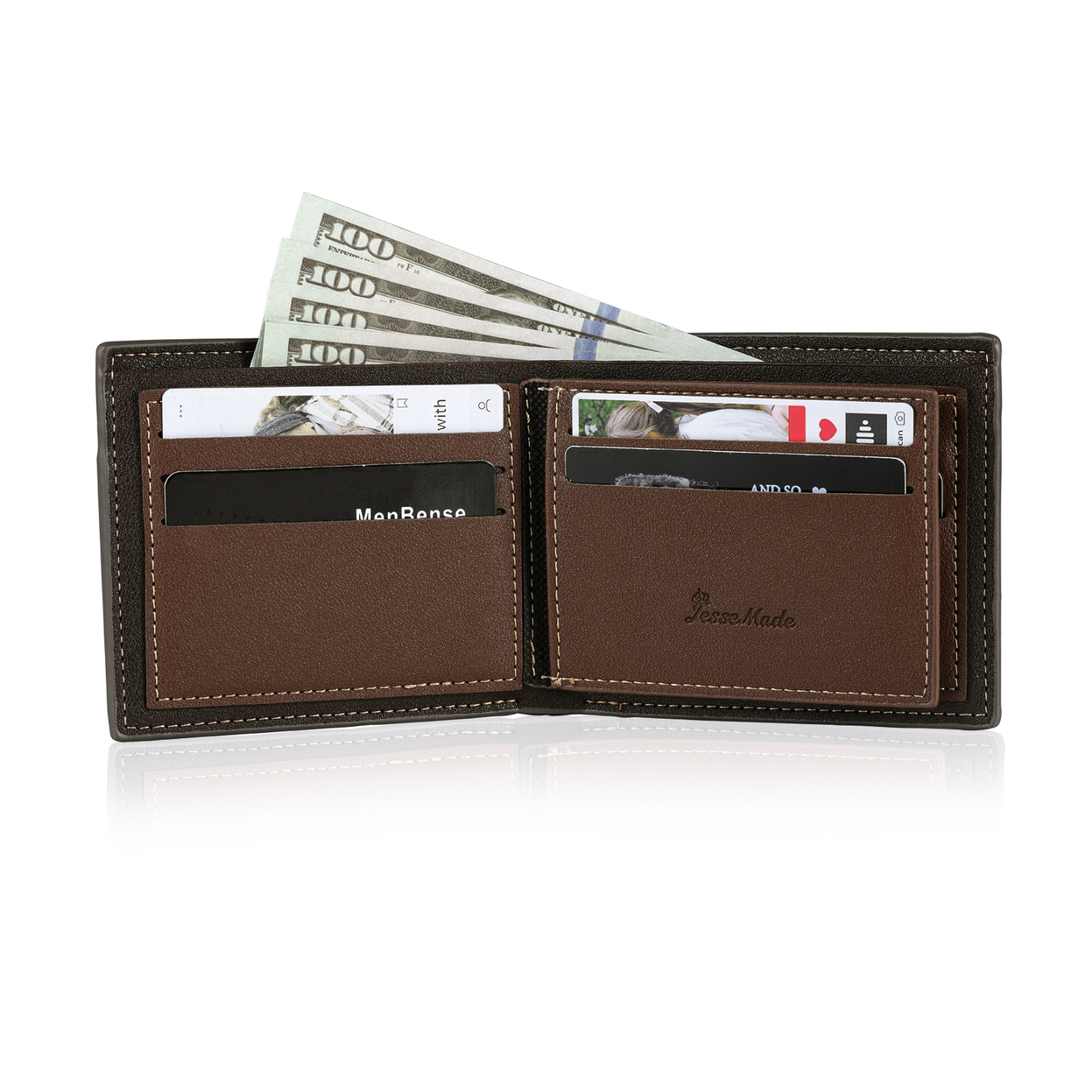 Personalized Custom Name Leather Men's Wallet Custom Name Folding Wallet for Dad