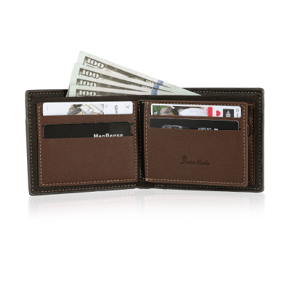Personalized Custom Name Leather Men's Wallet Custom Name Folding Wallet for Dad