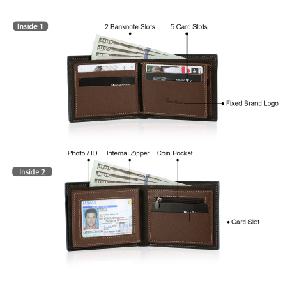 Personalized Custom Name Leather Men's Wallet Custom Name Folding Wallet for Dad