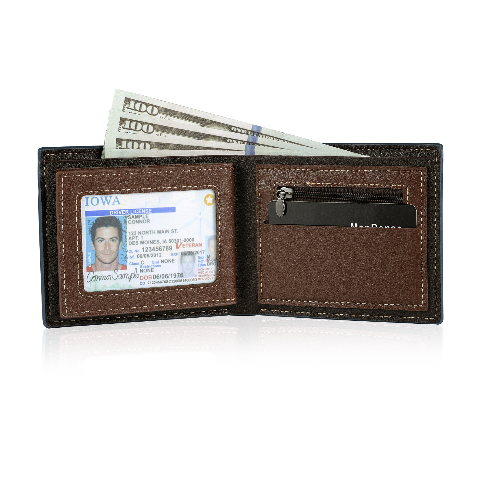 Personalized Custom Name Leather Men's Wallet Custom Name Folding Wallet for Dad