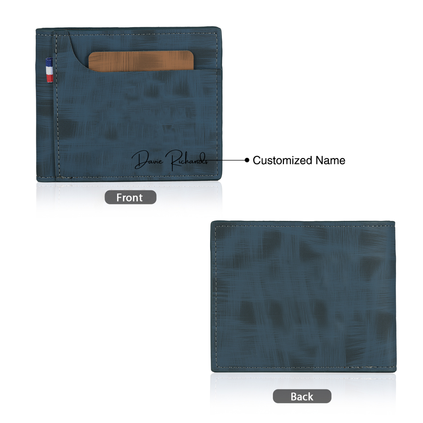 Personalized Custom Name Leather Men's Wallet Custom Name Folding Wallet for Dad
