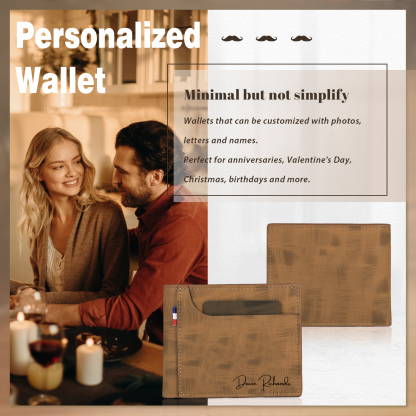 Personalized Custom Name Leather Men's Wallet Custom Name Folding Wallet for Dad