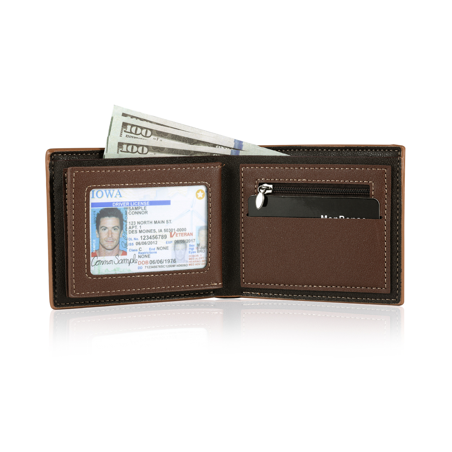 Personalized Custom Name Leather Men's Wallet Custom Name Folding Wallet for Dad