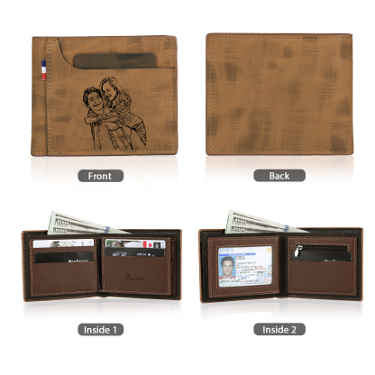 Personalized Custom Photo Leather Men's Wallet Custom Name Folding Wallet for Dad