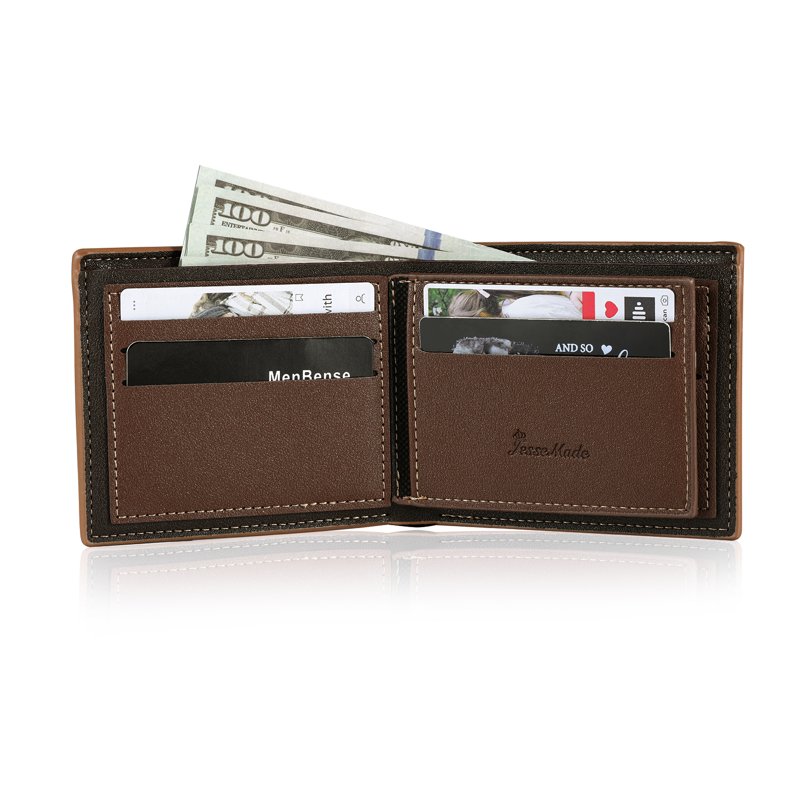 Personalized Custom Name Leather Men's Wallet Custom Name Folding Wallet for Dad